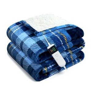 Blue Plaid Electric Blanket 50x60”